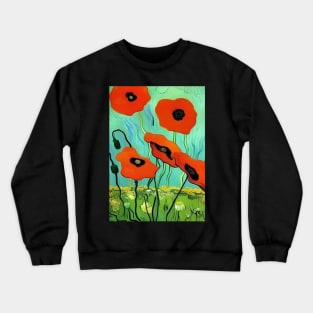 POPPIES LIGHT BLUE SKY VAN GOGH STYLE Crewneck Sweatshirt